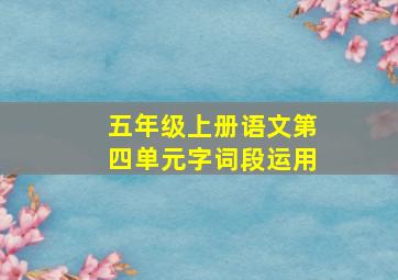 五年级上册语文第四单元字词段运用