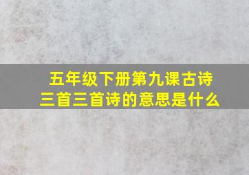 五年级下册第九课古诗三首三首诗的意思是什么