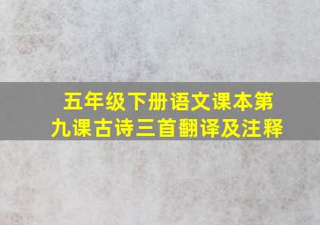 五年级下册语文课本第九课古诗三首翻译及注释