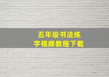 五年级书法练字视频教程下载