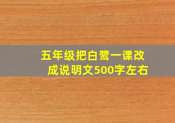 五年级把白鹭一课改成说明文500字左右