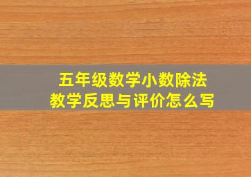 五年级数学小数除法教学反思与评价怎么写