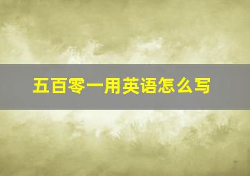 五百零一用英语怎么写