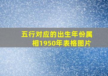 五行对应的出生年份属相1950年表格图片