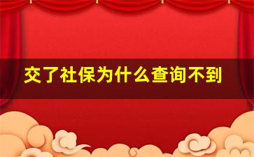 交了社保为什么查询不到