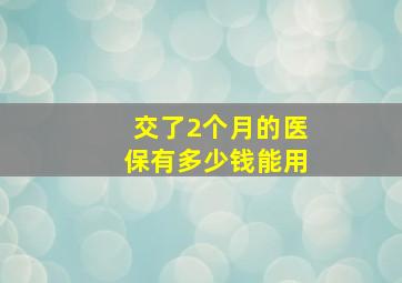 交了2个月的医保有多少钱能用