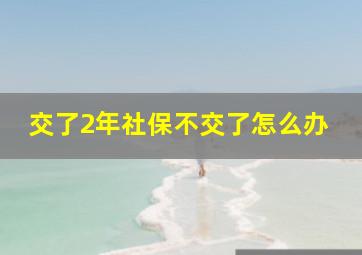 交了2年社保不交了怎么办