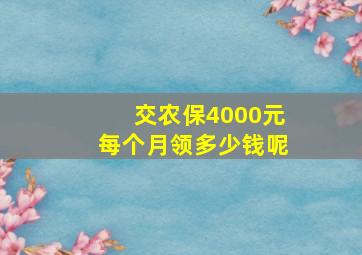 交农保4000元每个月领多少钱呢