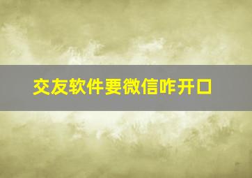 交友软件要微信咋开口