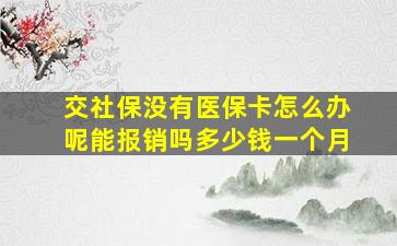 交社保没有医保卡怎么办呢能报销吗多少钱一个月