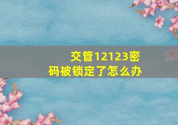 交管12123密码被锁定了怎么办