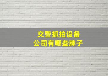 交警抓拍设备公司有哪些牌子