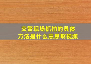 交警现场抓拍的具体方法是什么意思啊视频