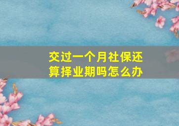 交过一个月社保还算择业期吗怎么办