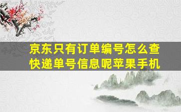 京东只有订单编号怎么查快递单号信息呢苹果手机