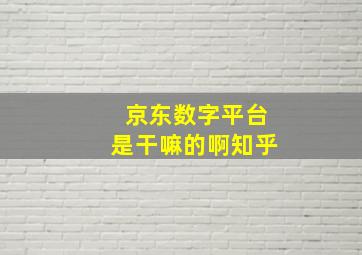 京东数字平台是干嘛的啊知乎