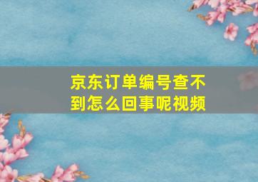 京东订单编号查不到怎么回事呢视频