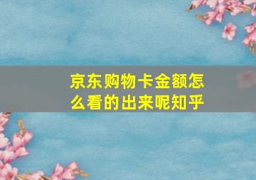 京东购物卡金额怎么看的出来呢知乎