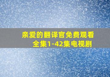 亲爱的翻译官免费观看全集1-42集电视剧