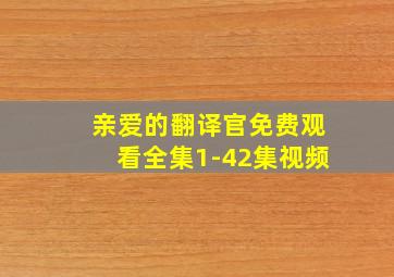 亲爱的翻译官免费观看全集1-42集视频