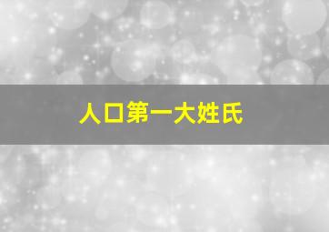 人口第一大姓氏