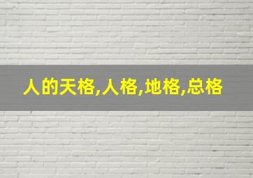 人的天格,人格,地格,总格