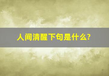 人间清醒下句是什么?