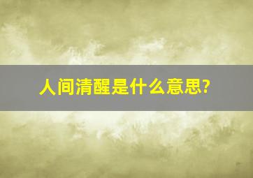 人间清醒是什么意思?