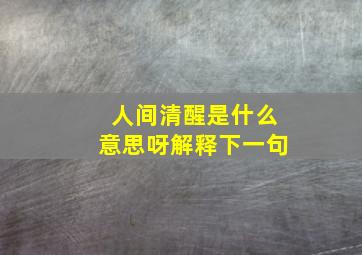 人间清醒是什么意思呀解释下一句