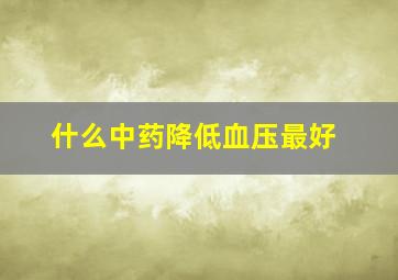 什么中药降低血压最好