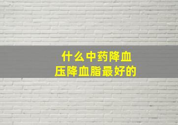 什么中药降血压降血脂最好的