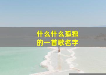 什么什么孤独的一首歌名字