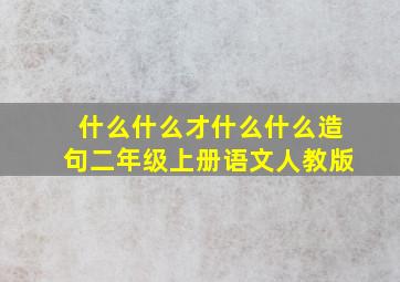 什么什么才什么什么造句二年级上册语文人教版