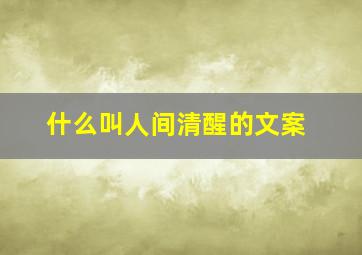 什么叫人间清醒的文案