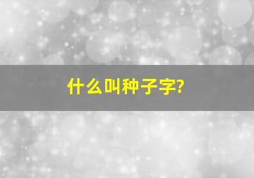 什么叫种子字?