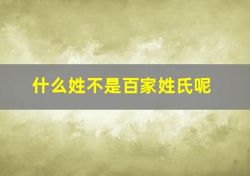 什么姓不是百家姓氏呢