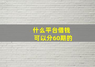 什么平台借钱可以分60期的