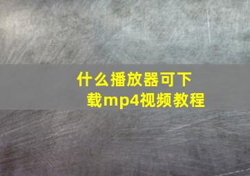 什么播放器可下载mp4视频教程