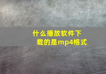 什么播放软件下载的是mp4格式