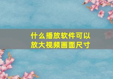 什么播放软件可以放大视频画面尺寸