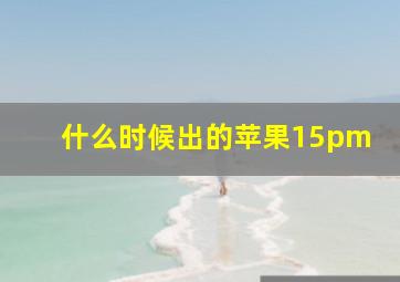 什么时候出的苹果15pm