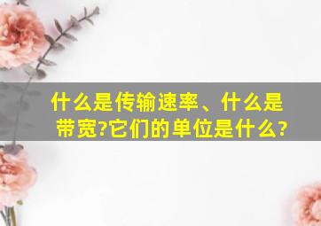 什么是传输速率、什么是带宽?它们的单位是什么?