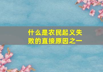 什么是农民起义失败的直接原因之一