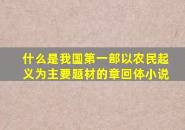 什么是我国第一部以农民起义为主要题材的章回体小说