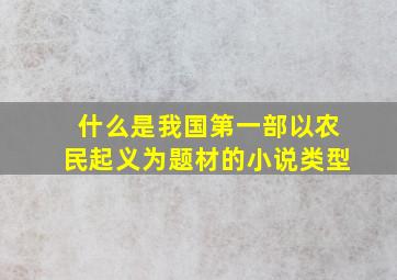 什么是我国第一部以农民起义为题材的小说类型