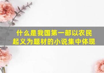 什么是我国第一部以农民起义为题材的小说集中体现