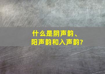 什么是阴声韵、阳声韵和入声韵?