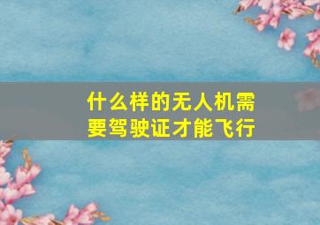 什么样的无人机需要驾驶证才能飞行