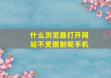 什么浏览器打开网站不受限制呢手机