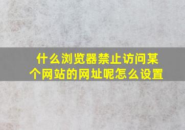 什么浏览器禁止访问某个网站的网址呢怎么设置